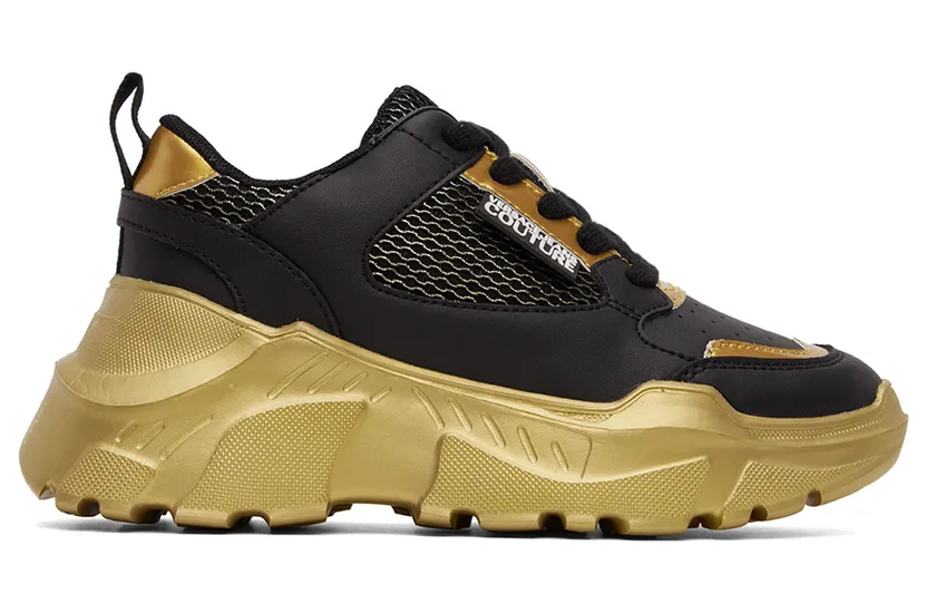 Versace Jeans Couture Black & Gold Speedtrack Sneakers (E73VA3SC2EZP134)