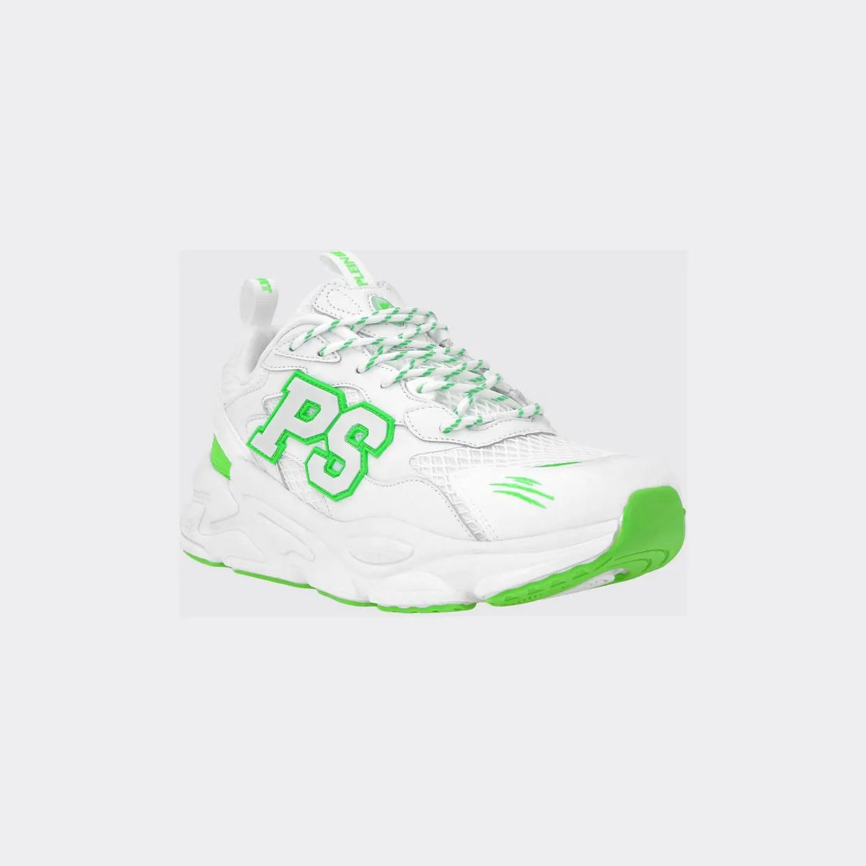 Plein Sport Leather and Mesh Low-Top Trainers with Contrast Monogram White (SAESUSC0743STE003N0127)