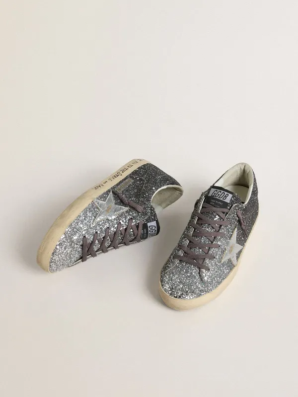 Golden Goose Super Star With Glitter Upper And Silver Metallic Leather Star (GWF00101.F007470.60246) (2)