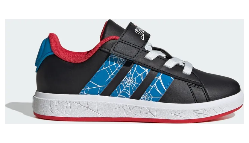 Adidas Marvel Spider-Man Grand Court “Core Black / Bright Blue / Pure Ruby” (JQ8073)