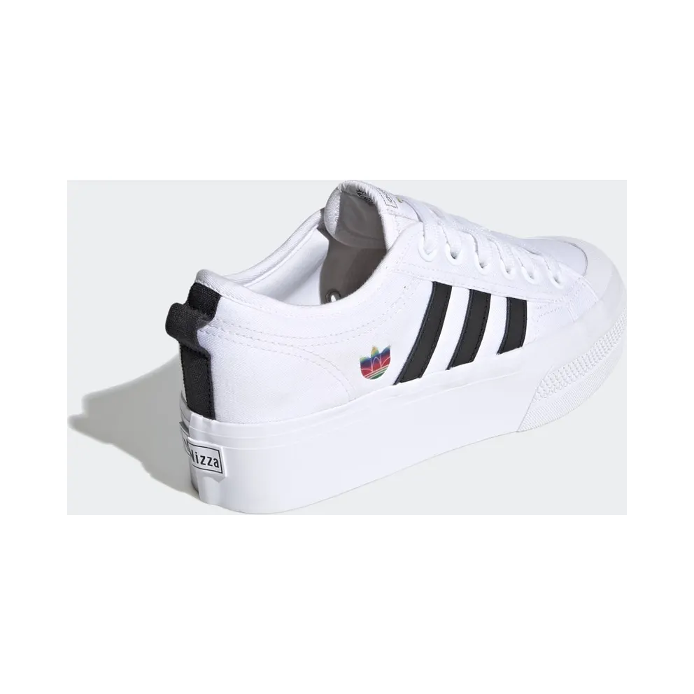 Adidas Nizza Platform ‘Colorful Trefoil’ Cloud White/Core Black/Gold Metallic (FX8538)