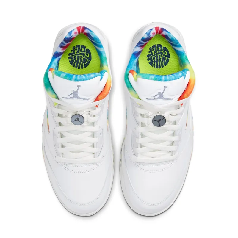 Jordan 5 Retro Low Golf Tie Dye Summit White/Deep Royal-Indigo Fog-Lemon Venom (CW4205-100)