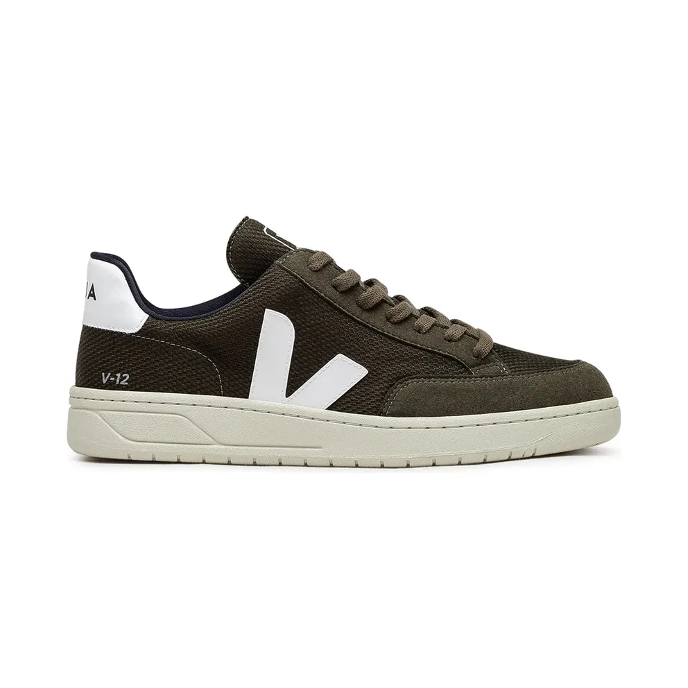Veja V-12 Olive / White (XD0102820B)