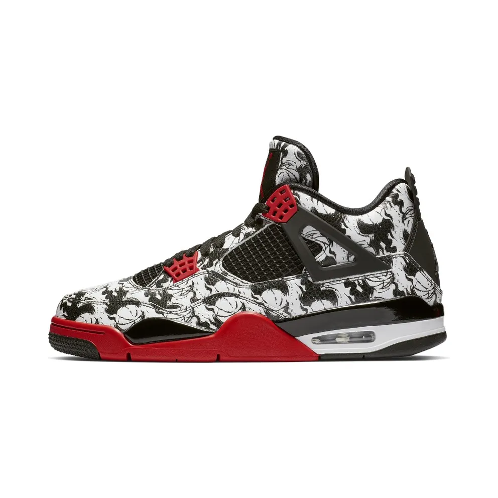 Jordan 4 Retro Tattoo (2018) Black/Fire Red-Black-White (BQ0897-006)