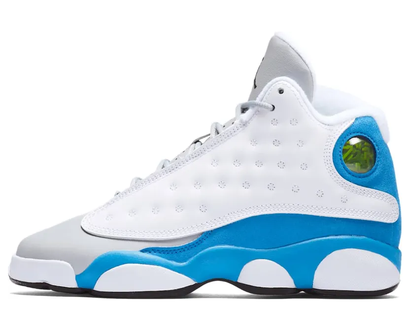 GIRLS Air Jordan 13 RETRO (GS) White/ITALY BLUE-WOLF GREY-Black (439358-107)