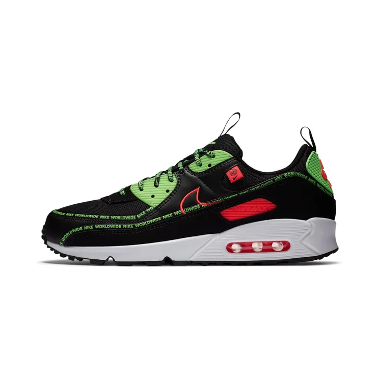 Nike Air Max 90 ‘Worldwide’ “Black / Green Strike / White / Flash Crimson” (CK6474-001)