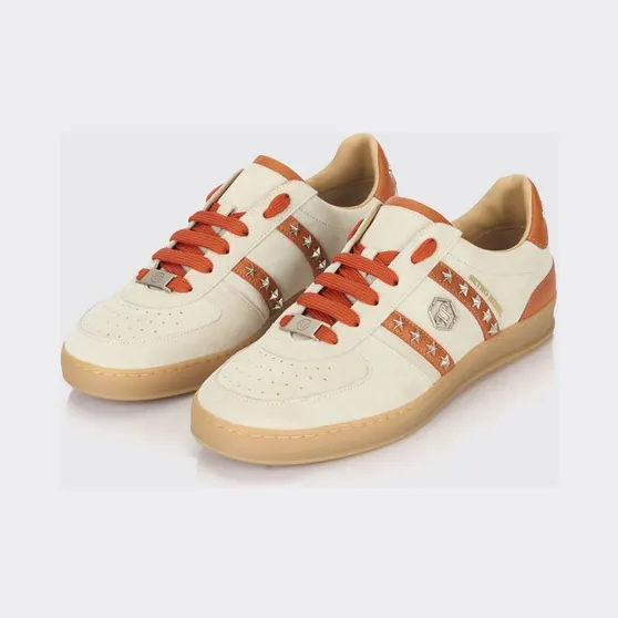 Philipp plein Retro Rebel Suede Sneakers with Applied Stars Beige (SAFSUSC0911PLE009N06)