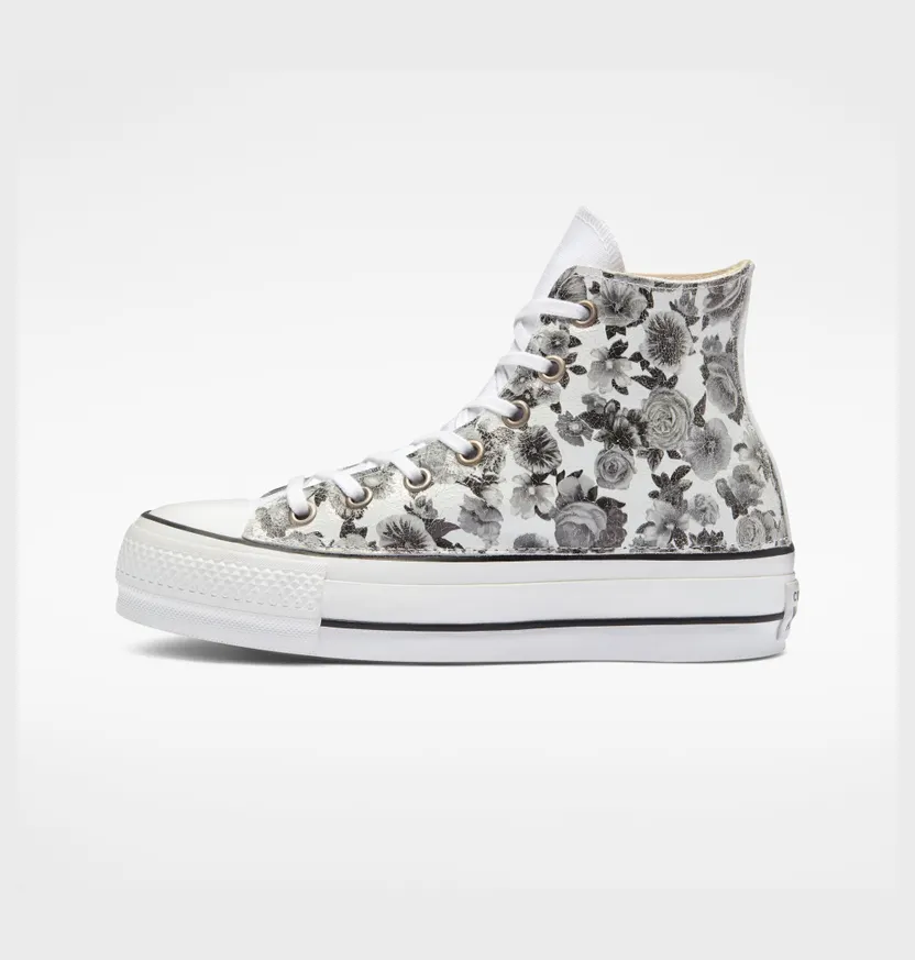 Converse Chuck Taylor All Star Lift Platform LTD Floral Vintage Leer Zwarte Bloemen