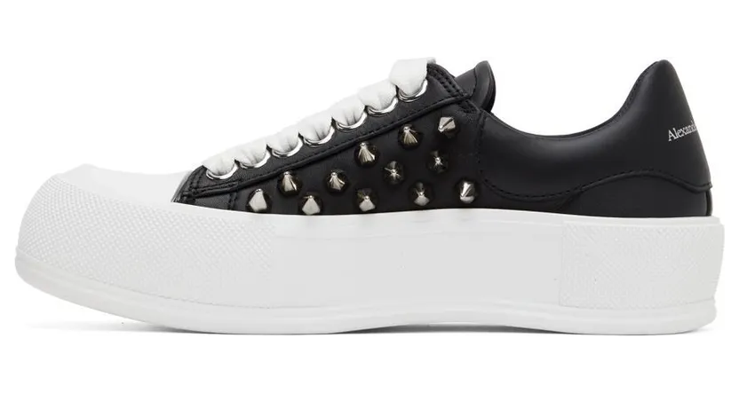 Alexander McQueen Black & White Deck Plimsoll Sneakers (708083WHT9K) (3)