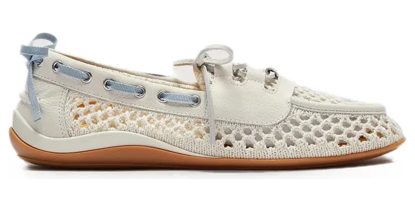 LILI CURIA Mara crochet-knit boat shoes – Beige (LC61031)