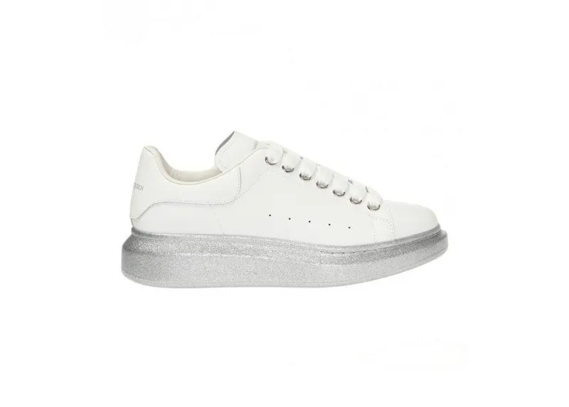 Alexander McQueen Oversized White Silver Glitter Sole (553770WHWKV9071)