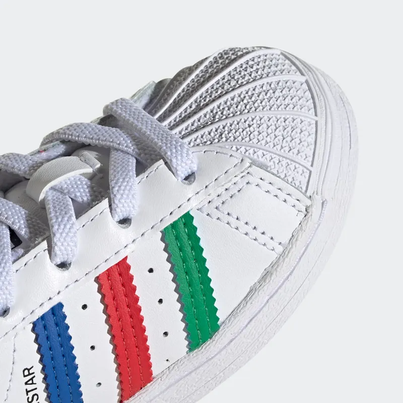 Adidas Superstar Infant ‘Colorful Stripes – Cloud White’ Cloud White/Green/Core Black (FW5240)