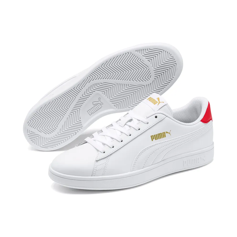 Puma Smash v2 leren Red/White/Gold (36521517)