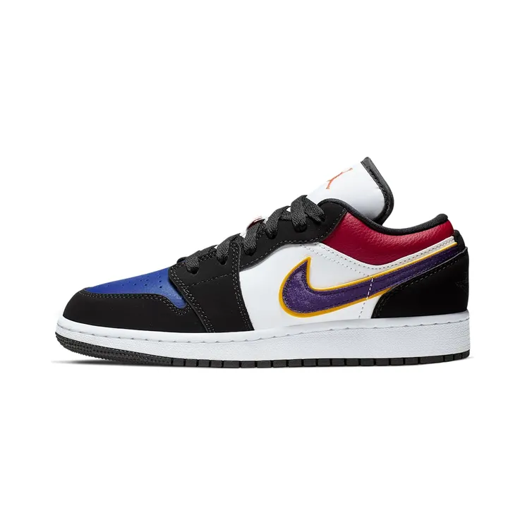 Air Jordan 1 Low GS Rivals “Black / White / Gym Red / Field Purple” (553560-051)