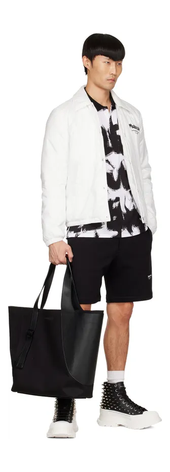 Alexander McQueen Black Leather Tread Slick Sneakers (705809WHZ63) (5)