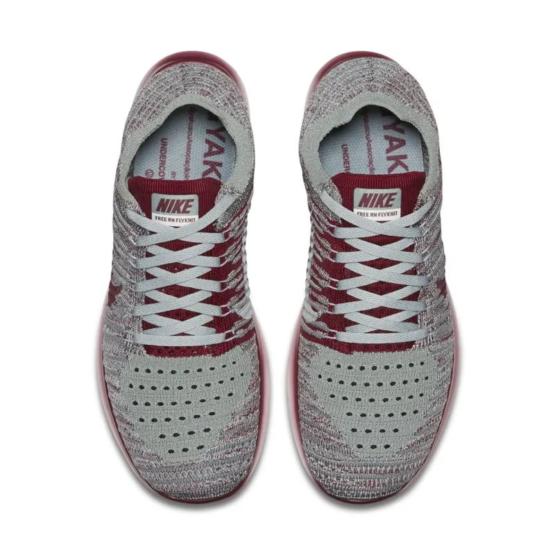 Nike Womens x Gyakusou Lab Free RN Flyknit Grey Red (2016) (844101-006)