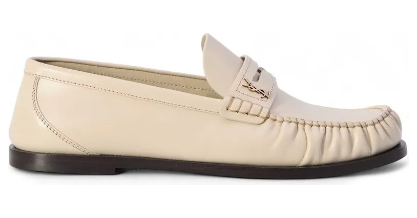 Saint Laurent Loafers Smooth Leather Marble White (820648-AAELH-1001)
