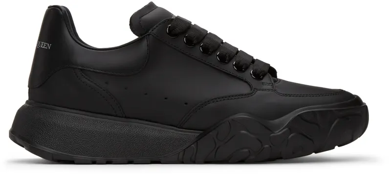 Alexander McQueen Black Court Trainer (634619WIA98)