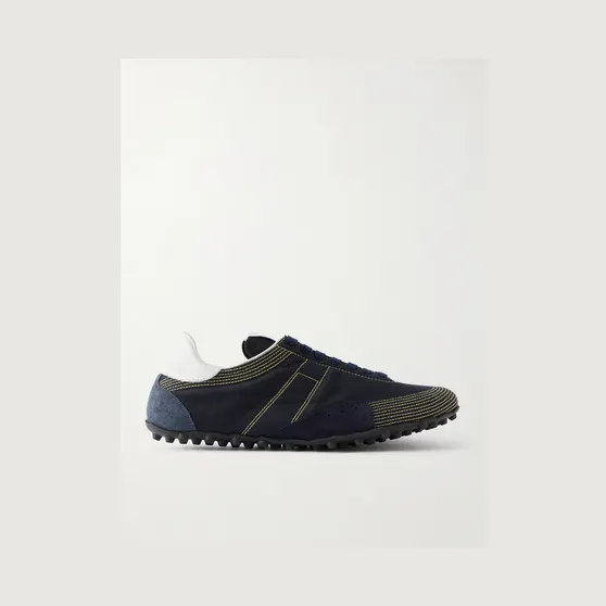 Maison Margiela Sprinters Leather and Suede-Trimmed Cotton-Twill Sneakers Black (S57WS0551)