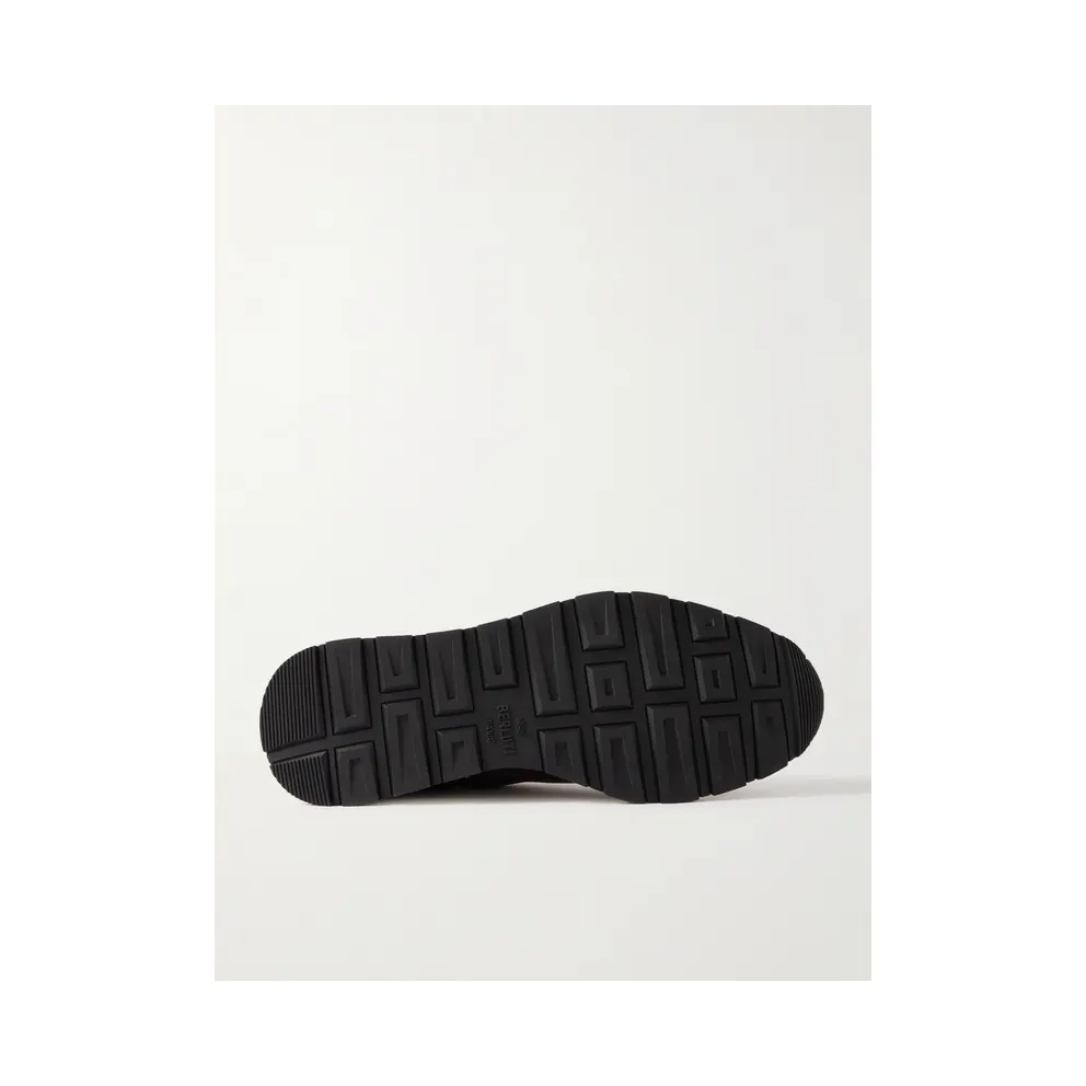 Berluti Fast Track Suede-Trimmed Full-Grain Venezia Softy Leather Brown (S6377-001)