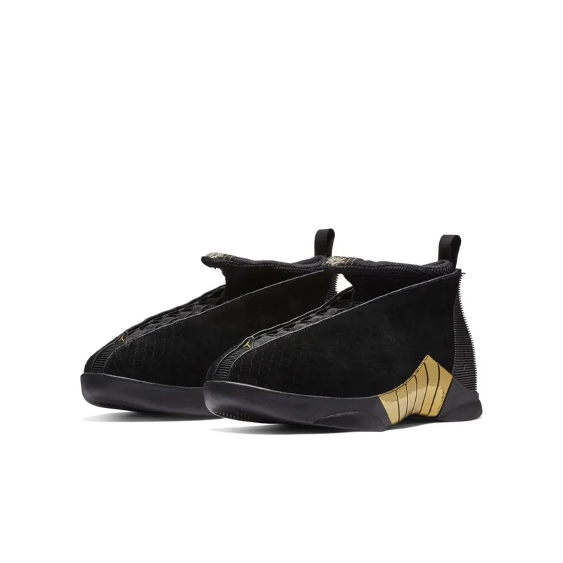 Jordan 15 Retro Doernbecher 2018 (GS) Black/White-Metallic Gold (BV7110-017)