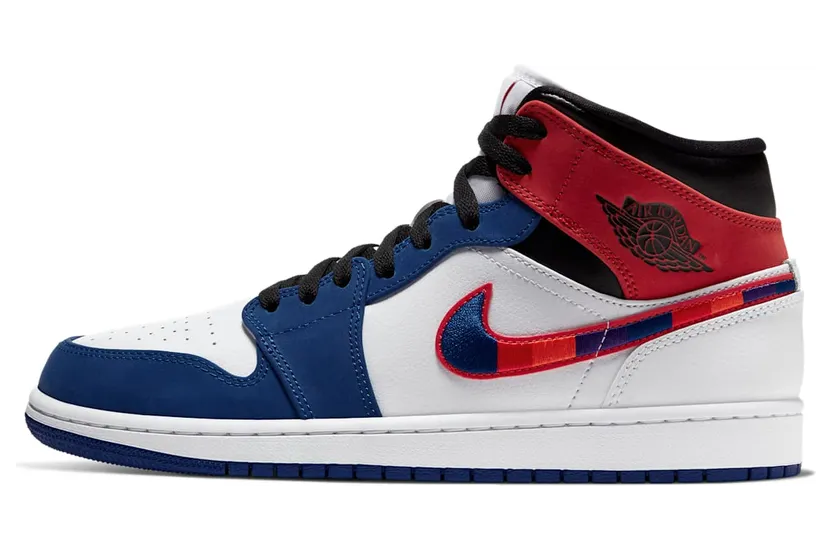 Air Jordan 1 Mid SE “White / Rush Blue / Black / University Red” (852542-146)