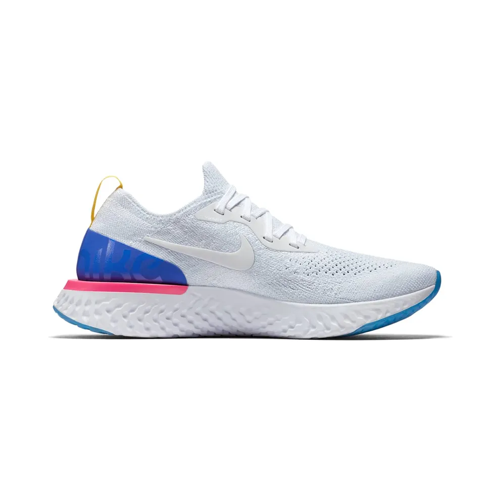 Nike Epic React Flyknit White Racer Blue Pink Blast (W) White/White-Racer Blue-Pink Blast (AQ0070-101)