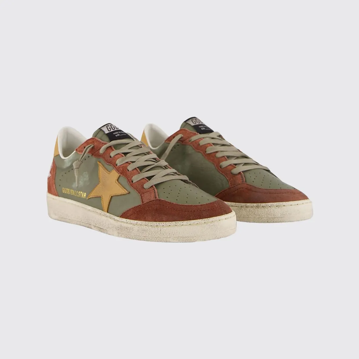 Golden goose Ball Star Distressed Leather Sneakers Military (GMF00117F00816083256)