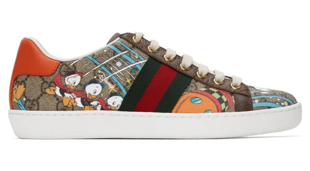 Gucci Beige Disney Edition GG Supreme Ace Sneakers (649657 2M110)