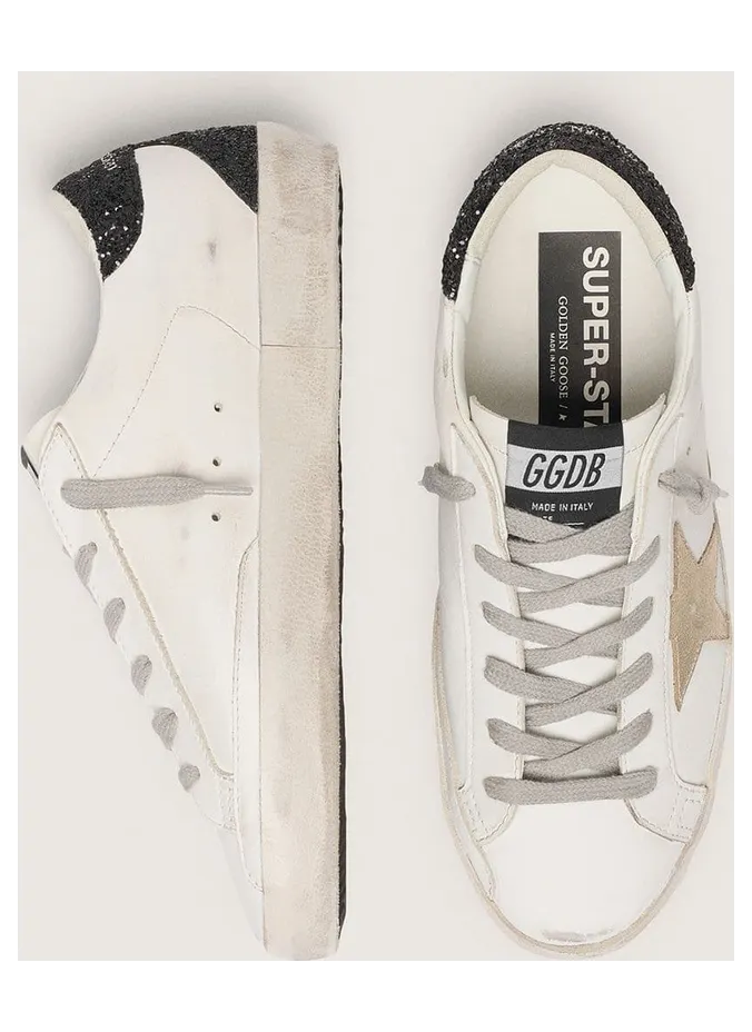Golden Goose Super-Star With Gold Star And Black Glitter Heel Tab (GWF00102.F005076.11538) (3)