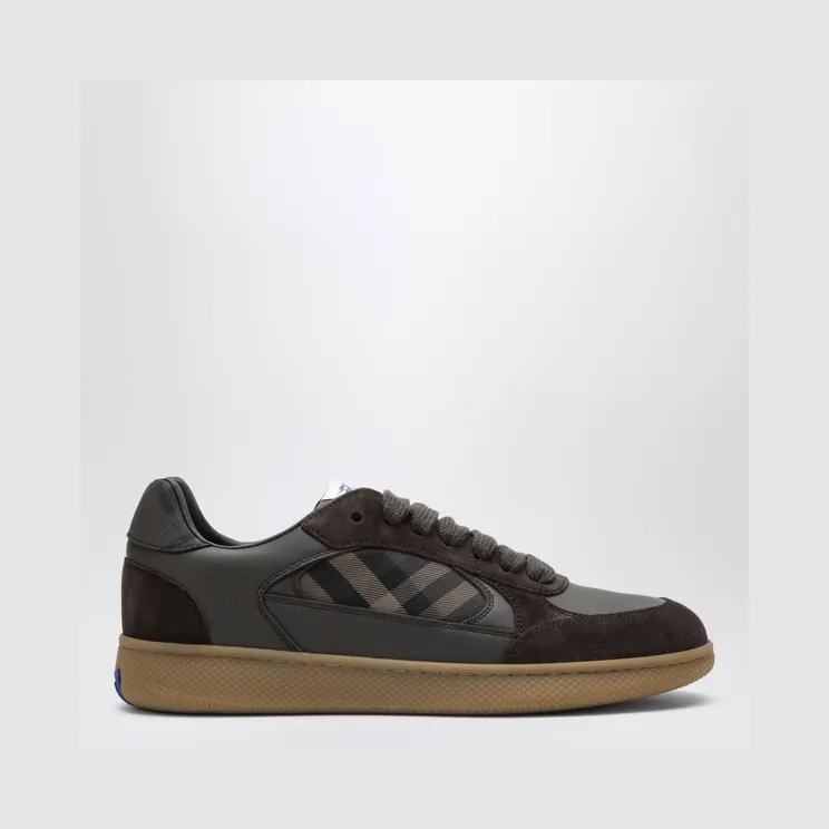 Burberry Leather, Suede and Check Terrace Sneakers​ in Dark brown – Men | Burberry® Official Dark brown (81310501)