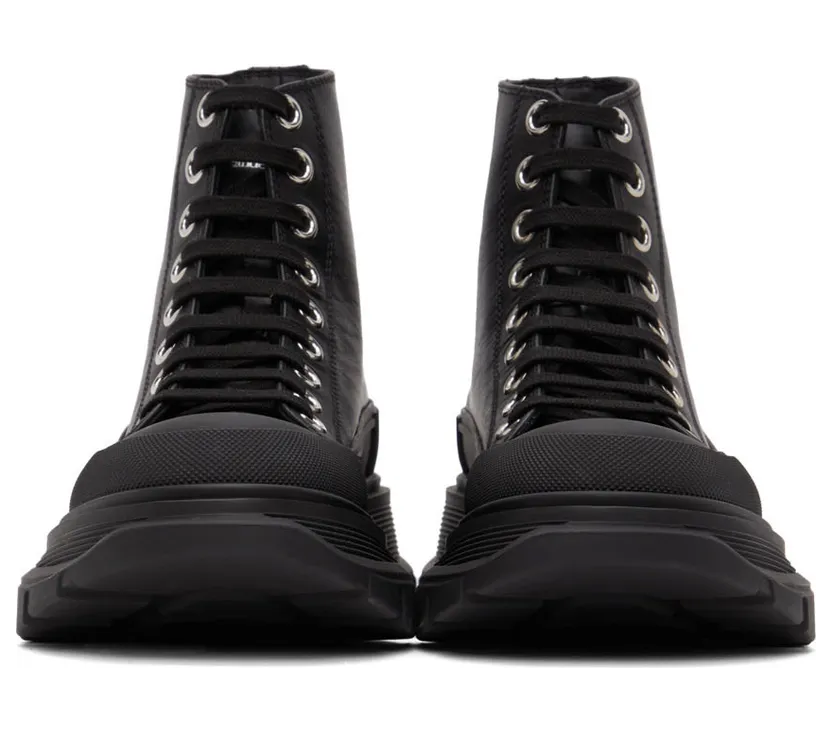 Alexander McQueen Black Leather Stud Tread Slick Sneakers (685701WHZ69) (2)