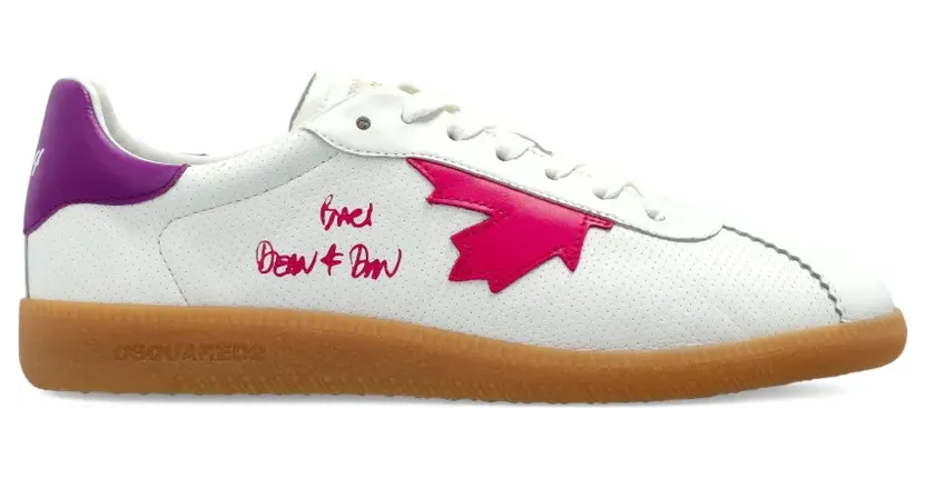 DSQUARED2 Gestreifte Rebel Sneakers – Weiß (SNW046818908701)