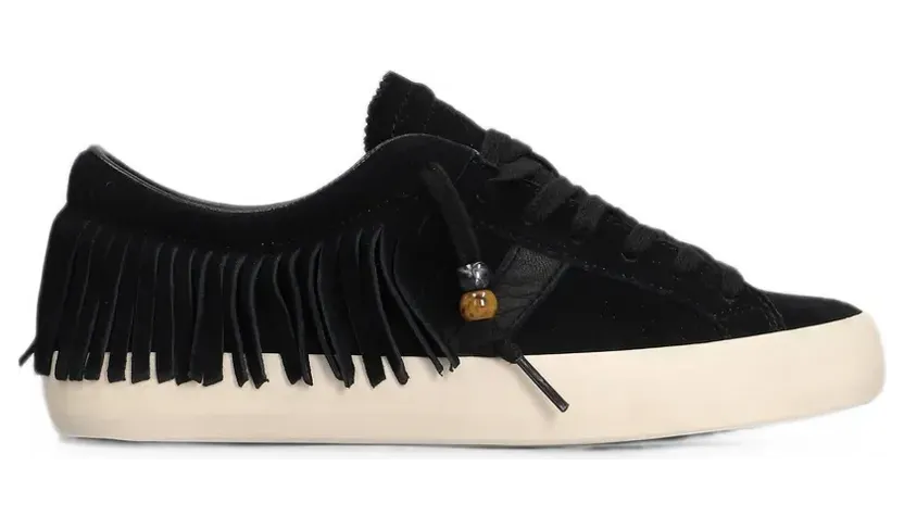 D.A.T.E. Hill Low sneakers met franje en kralen – Zwart (W451HLFRBK)