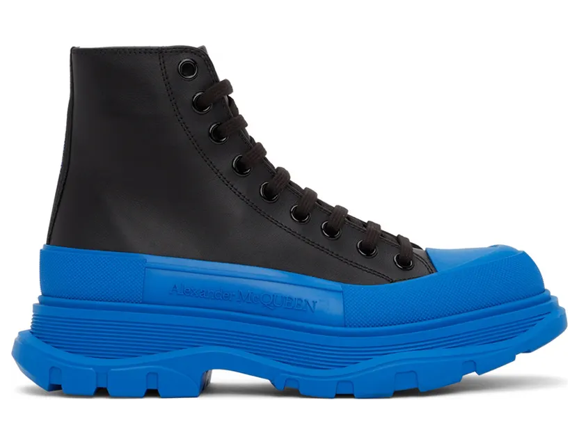 Alexander McQueen Black & Blue Tread Slick High Sneakers (627206WHZ62)