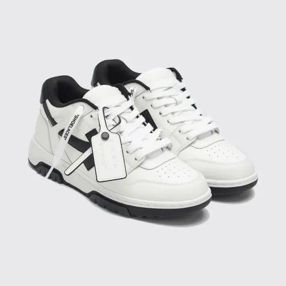 Off-White Out Of Office Low-Top Calfskin Sneakers with Perforated Toe White (W259C9L018LEA0180110)