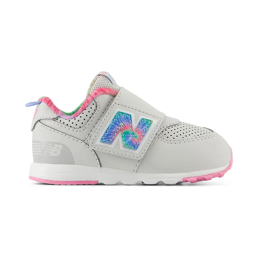 New Balance 574 Hook and Loop Grey Matter Signal Pink Tie-Dye (NW574KL)