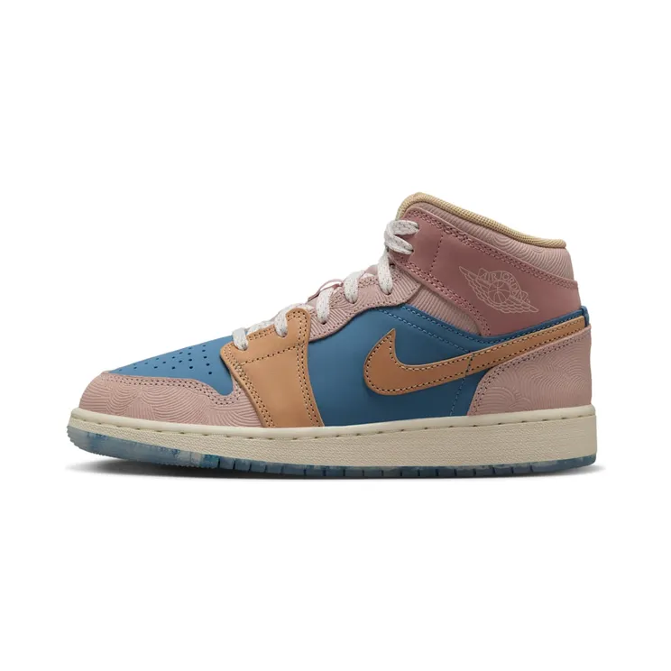 Jordan 1 Mid SE GS Zen “Aegean Storm / Pink Oxford / Red Stardust / Hemp” (FN7452-400)