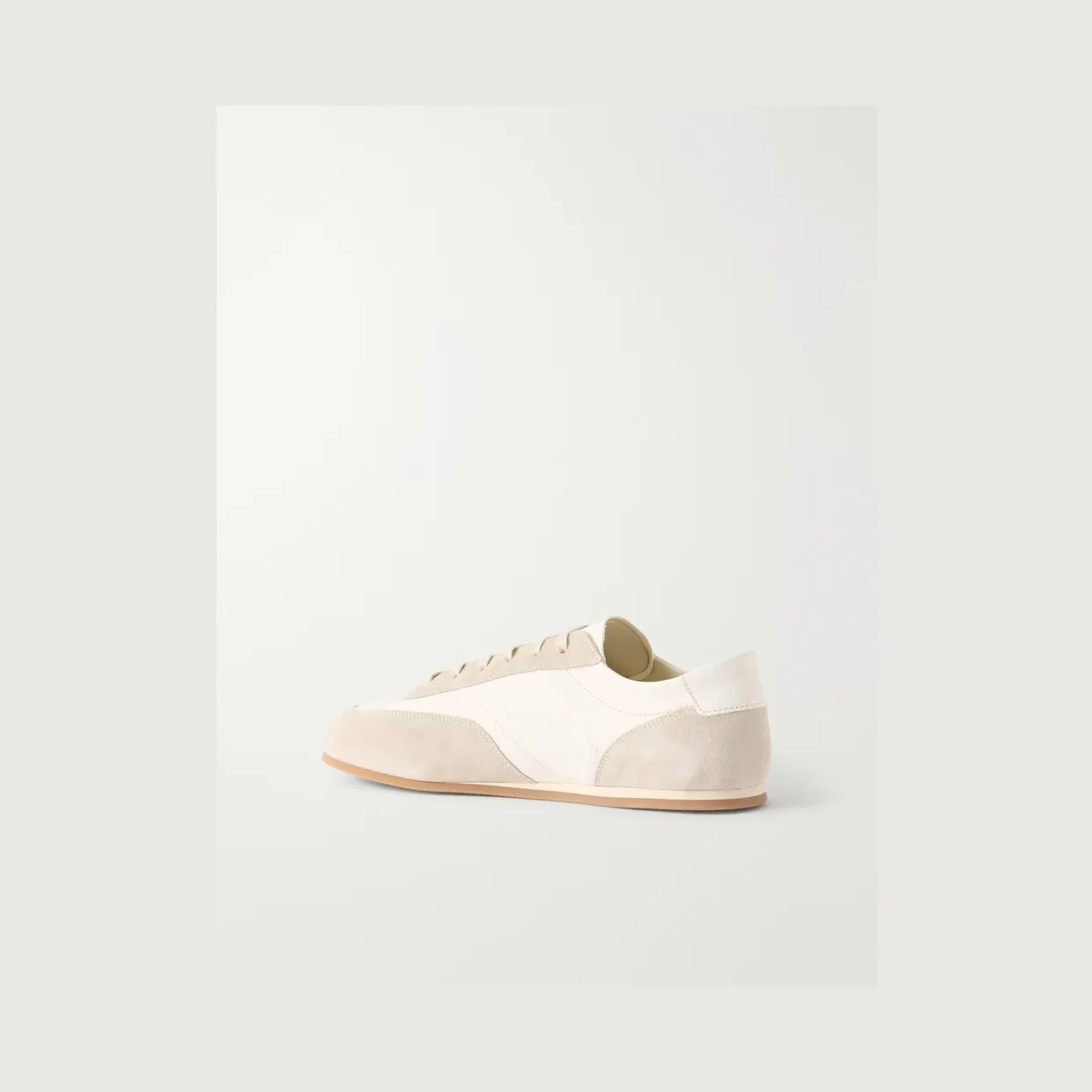Common Projects Minimal Runner Suede-Trimmed Leather Sneakers White (5253) (4)