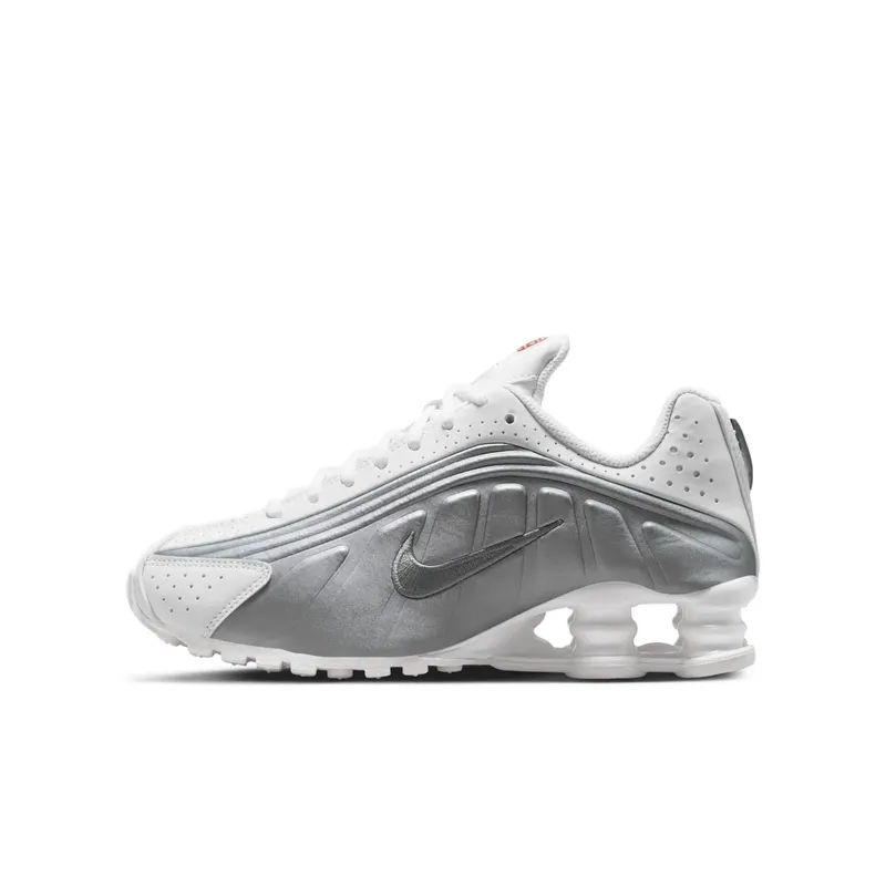 Nike Shox R4 GS “White Bright Crimson Metallic Silver” (CW2626-101)