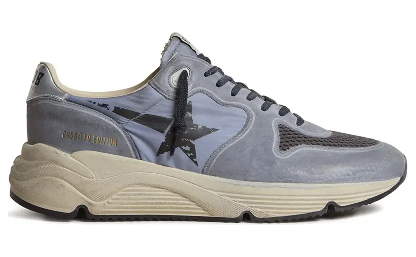 Golden Goose Running Sole leren sneakers verfraaid met ster – Blauw (GMF00126F007356)
