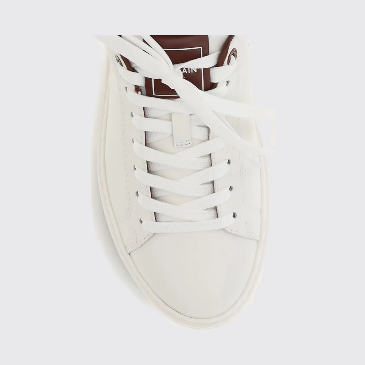 Balmain B-Court Smooth Leather Sneakers with Printed Logo White 1 (HN1VI690LVTRGYQ) (3)