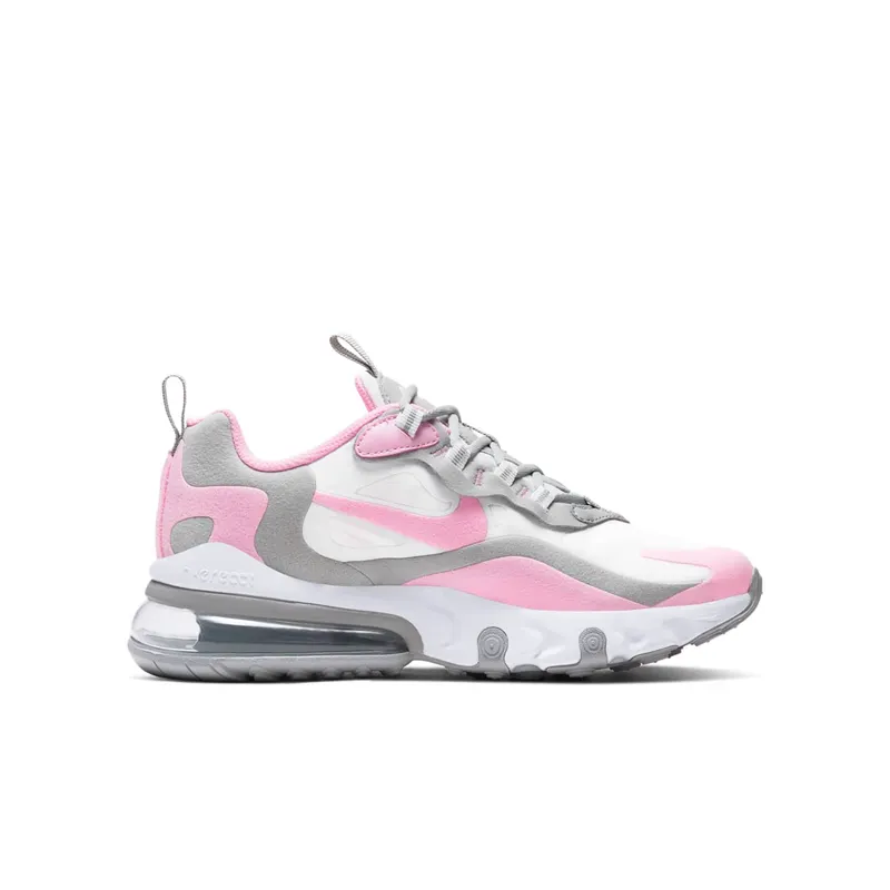 Nike Air Max 270 React White Pink (GS) White/Light Solar Flare Heather/Metallic Silver (BQ0103-104)