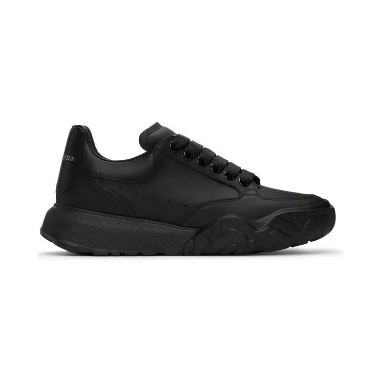 Alexander McQueen Black Court Trainer Sneakers (634619WIA98)