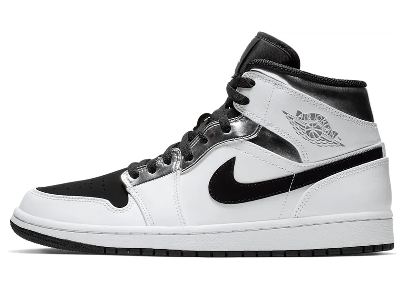 Air Jordan 1 Mid “White / Black / Metallic Silver” (554724-121)