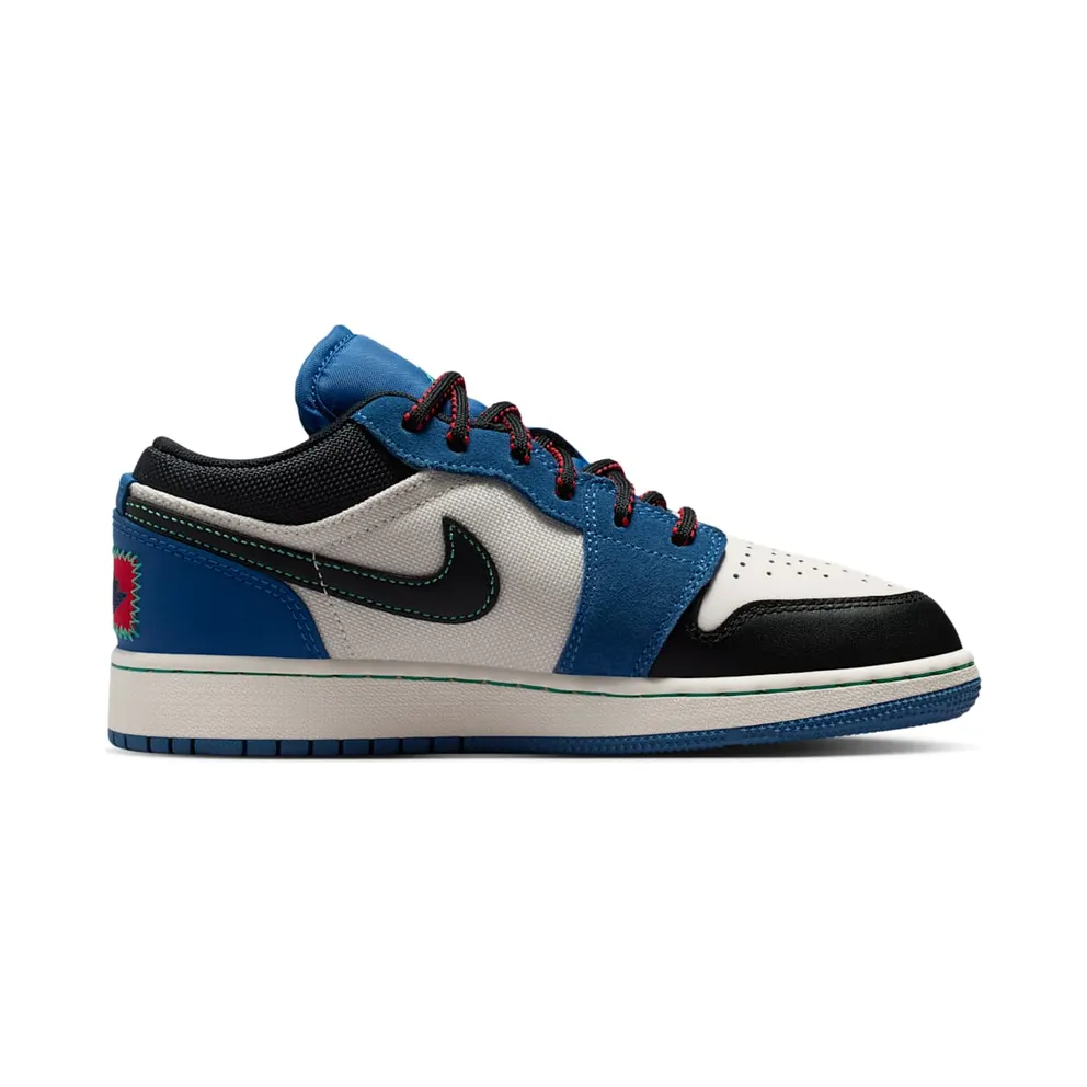 Jordan 1 Low SE GS “True Blue / University Red / Kinetic Green / Black” (IO2062-400)