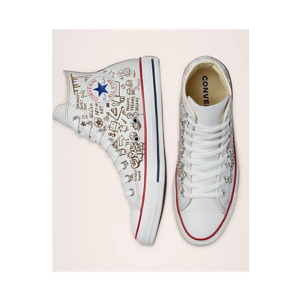 Converse Distressed Graffiti Chuck Taylor All Star High Top White Graffiti Smoke In (169926C)