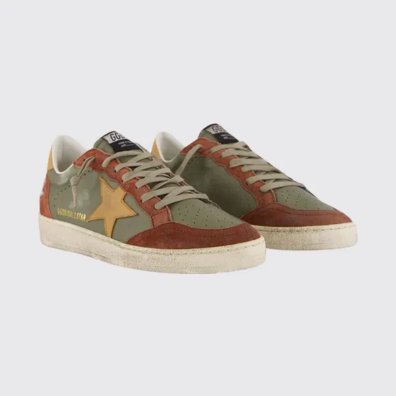 Golden goose Ball Star Distressed Leather Sneakers Military (GMF00117F00816083256)