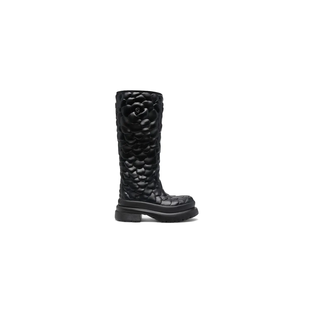 Valentino Garavani Atelier Floral-Embossed Mid-Calf Rain Boots Black (ZW2S0DC5 CKC 0NO)