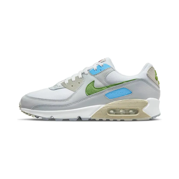 Nike Air Max 90 Evergreen “White / University Blue / Wolf Grey / Chlorophyll” (DV3492-100)